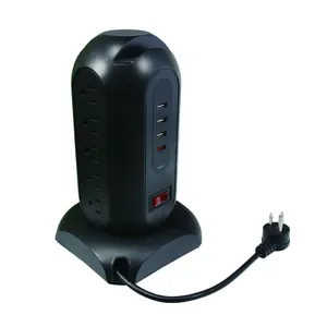 tower power socket standard adapter plug power ABS+PC fire retardant,12 outlets with 6 USB