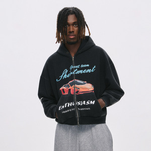 Chất Lượng Cao Tùy Chỉnh In Ấn Logo Đầy Đủ Zip Áo Quá Khổ Bông Đôi Dây Kéo Nặng Lông Cừu Zip up Áo Cho Nam Giới Unisex - Product Image 2