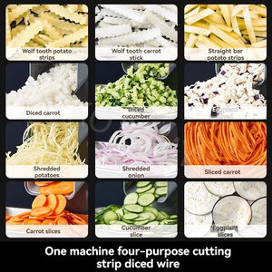 商業用電気多機能ニンジン＆ポテトフルーツスライサー 小さい角切り、スライス、細切り 220/110V 200W - Product Image 5