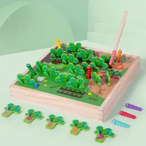 Kids Houten Montessori Vroege Onderwijs Speelgoed Baby Tuin Groente Radijs Magnetische Bug Spel Puzzel Speelgoed Voor Jongens En Meisjes