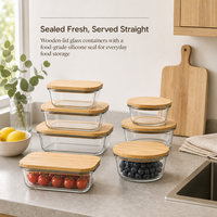Lot de 3 ou 4 récipients en verre pour aliments, contenants en verre pour la préparation des repas avec couvercles anti-fuite