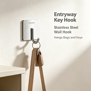 SUS304 Stainless Steel <b>Wall</b> <b>Hook</b> Waterproof Self Adhesive Single Coat <b>Hook</b> for Bathroom Kitchen Door - Product Image 2