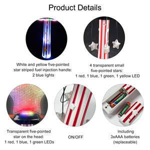 Juguete Luminoso LED con Tema Patriótico de la Bandera de EE. UU., 11.8 Pulgadas, Luz Intermitente Roja, Blanca y Azul, Estrella Giratoria de 30CM, Varita Giratoria con Estrella LED - Product Image 5
