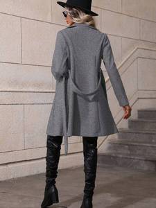 Phụ Nữ Của Mùa Thu Trang Phục Chính Thức Dài Áo Khoác Áo Khoác Nút Duy Nhất Đóng Cửa Đồng Bằng Nhuộm Dệt <span class=keywords><strong>Polyester</strong></span> Vải Văn Phòng Phụ Nữ 'Áo Khoác Mùa Đông - Product Image 6