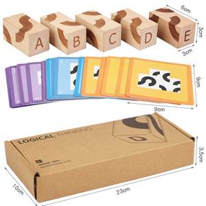 Juego <span class=keywords><strong>de</strong></span> Rompecabezas Lógicos Montessori para Preescolar, Actividad <span class=keywords><strong>de</strong></span> Razonamiento Espacial, Bloques <span class=keywords><strong>de</strong></span> Madera con Patrones a Juego y Tarjetas <span class=keywords><strong>de</strong></span> Desafío - Product Image 4