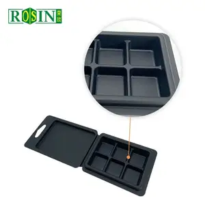 Benutzer definierte 6 Cavity Matte Black Kerzen wachs Schmelz behälter Snap Bar Wachs Schmelz form Kunststoff Clam shell Verpackung