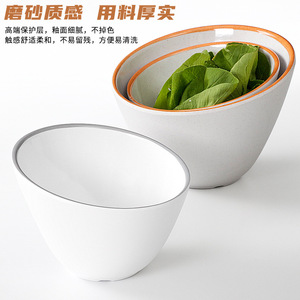 ชุดชามเมลามีน 3 ชิ้น สีดำขาวขอบสีส้ม สำหรับเสิร์ฟผักในครัวเรือน - Product Image 4