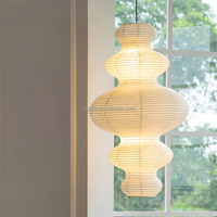 Abat-jour d'art moderne en papier de riz japonais suspension décorative d'intérieur avec corps en fer de style minimaliste à LED pour hôtels