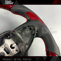 Volant en fibre de carbone rouge personnalisé pour Dodge Hellcat Charger Challenger R/T SRT 2013-2023 avec boîtier de boutons et LED intelligentes