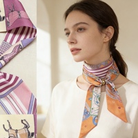 Collar de Pañuelo de Seda W4Y con Cuentas Acrílicas Doradas, Joyería de Pañuelo de Satén con Múltiples Diseños Decorativos para Uso Diario, Decoración de Bolsos, Regalos