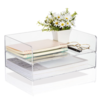 Tiroir organiseur de bureau en acrylique, boîte à lettres, avec plateau