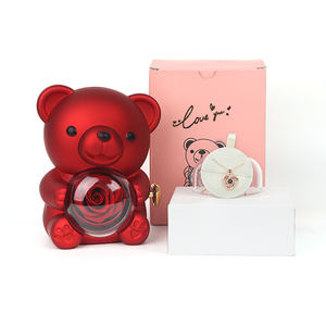 Rosa Preservada con Oso de Peluche, Rosa Real con Collar Te Amo, Flores Eternas, Regalos de Rosa para Mamá, Esposa, <span class=keywords><strong>Novia</strong></span> - Product Image 3