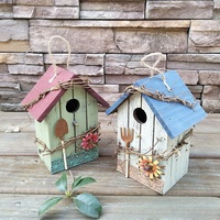 Personnalisable bricolage petite maison d'oiseau en bois extérieur motif imprimé Cage à oiseaux en bois avec conception suspendue pour ornement de jardin