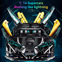 Voiture de course télécommandée en briques de plastique Compatible Black Gold Apollo EVO, technologie mécanique, assemblage de difficulté élevée, 40 pièces