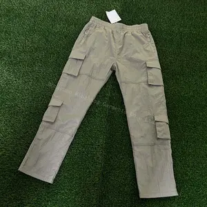 Custom Lightweight Nylon Zip Pocket Pants Elastic Waistband Cargo Pants For Men