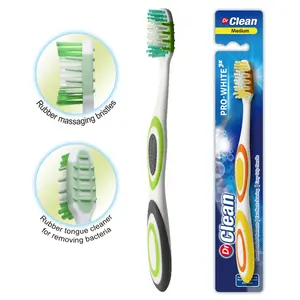 Cina Pembuatan Custom Dewasa 360 Oral Bersih Sikat Gigi Plastik dengan Pembersih Lidah