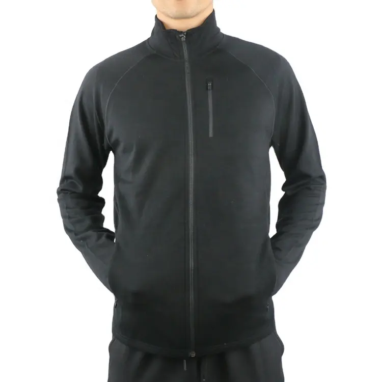 OEM-Kleidung Bequemer, leichter, entspannter Merinowolle-Pullover Schwarzer Pullover mit durchgehendem Reiß verschluss