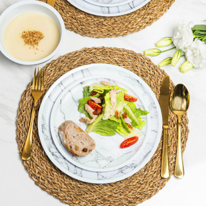 Juego de vajilla desechable de melamina blanca de mármol ecológico elegante y sostenible para fiestas-venta al por mayor - Product Image 4