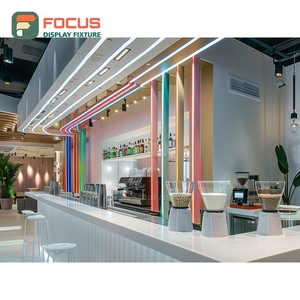 Modern Coffee Service <b>Counter</b> Bakery Case Register Shelf White Oak Cafe <b>Counter</b> Display - Product Image 1