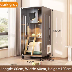 İndirim kedi kabine ahşap kedi kafes oturma odası kedi evi için iki katmanlı tek parça hareketli ışık lüks yaratıcı ev kafes - Product Image 4