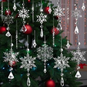 Jishi 30 Unidades De Adornos Navideños De Cristal En Forma De Copo De Nieve Para Decoración De