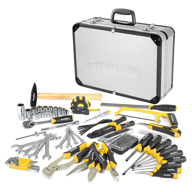 119PC Aluminum Suitcase Customizable OEM Hand Tool Kit Set for Household Use for Home Maintenance