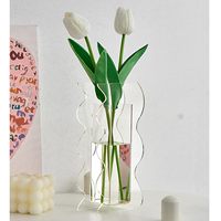 Vases à fleurs géométriques modernes en acrylique Centres de table en forme de vague pour la décoration Accent contemporain