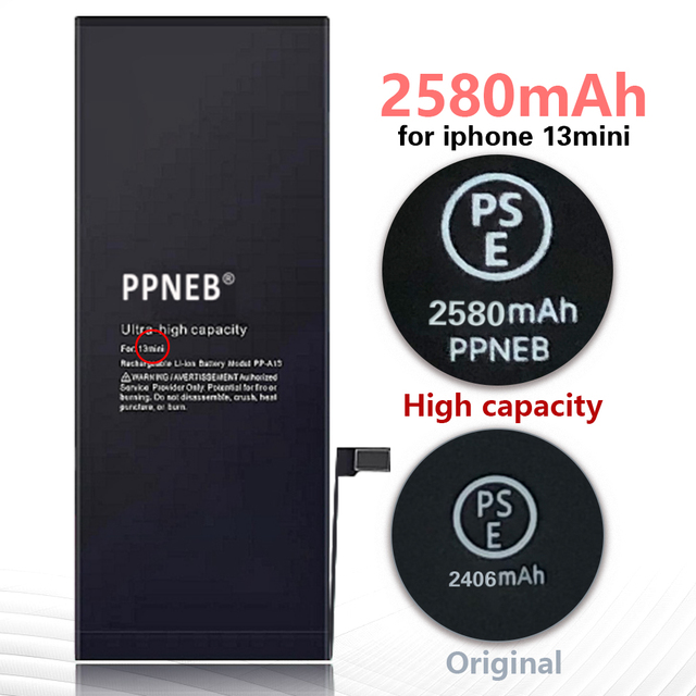 Original Wholesale 0 Cycle 100% Healthy Mobile Phone Battery for iPhone 13 Mini Lithium Battery 2580mAh High Capacity Battery