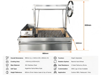 Barbecue au charbon Santa Maria réglable en hauteur avec levage par volant et briques réfractaires pour jardin de villa