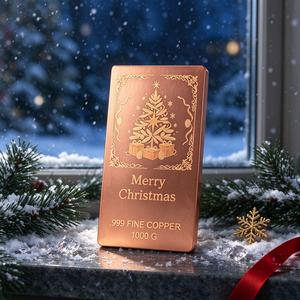 Plaque gravée en cuivre fin 999, 1000g, motif arbre de Noël - Product Image 6