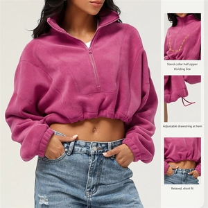 Veste polaire autrichienne coupe-vent à manches longues pour <span class=keywords><strong>femme</strong></span>, col montant zippé, courte, décontractée, chaude, pour le sport, collection automne - Product Image 4