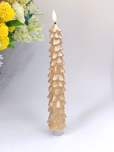 Bougie <span class=keywords><strong>LED</strong></span> en forme d'arbre, à piles, avec flamme vacillante, en spirale, sans flamme, pour la décoration de table de Noël ou de mariage - Product Image 1