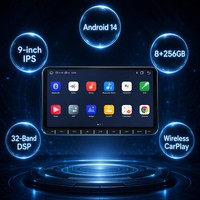 Android 14 Autoradio für Volkswagen Universelles 9-Zoll-IPS-Navigationssystem mit integriertem DAB und drahtlosem CarPlay