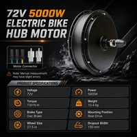 Kit de Conversión de Bicicleta Eléctrica de Alta Potencia 72V 5000W, Motor de Buje MTX39, Pantalla LCD S866, Controlador de Aceleración KT, Juego Completo, Directo de Fábrica