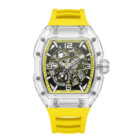 Montre mécanique tourbillon pour homme OEM avec cadran à aiguilles lumineuses, bracelet en silicone, mouvement japonais Miyota 8N24