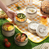 Lonchera Aislada Moderna y Minimalista, Paquete de 2, Contenedor Portátil para Alimentos con Tapa para Conservar el Calor, Ideal para la Oficina y la Escuela