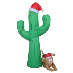 Надувной кактус с собакой 7 футов, уличная газонная Праздничная игрушка, Рождественское украшение