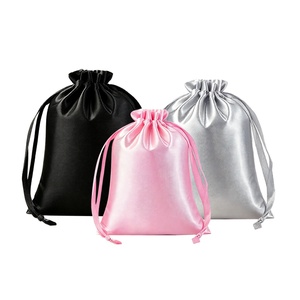 Sacs en satin pour bijoux avec impression de logo personnalisée. Sacs à cordon pour rangement anti-poussière et emballage cadeau - pochette lapin commandes personnalisées - Product Image 1
