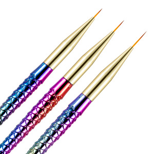 Kit de pinceaux à ongles sirène 3 pièces 30g, stylo de sculpture pour photothérapie, pour traçage progressif, fibres artificielles, manche en plastique, personnalisable pour ongles - Product Image 4