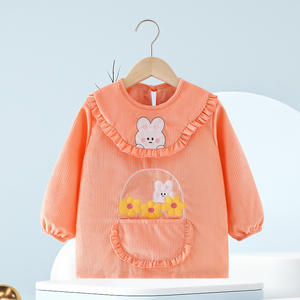 Babero con cuello de encaje <span class=keywords><strong>Cluny</strong></span> antiguo, punto pequeño de conejito cosido a mano y costillas de 14 gallos, delantal de fiesta de té real para niñas - Product Image 2