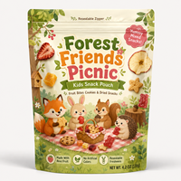 Pochette Doypack Personnalisée Imprimée Colorée de Qualité Alimentaire Refermable avec Fermeture Éclair pour Fruits, Biscuits, Bonbons Gélifiés, Snacks pour Enfants – Format Familial