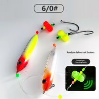 Leurre de pêche en eau salée prêt à l'emploi, 60 cm, avec hameçon auto-taraudeur sonore à double perle et flotteur de poisson simulé 3D, appât artificiel