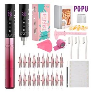 Popu Lola Air แต่งหน้าถาวรเครื่องสัก PMU ชุดสมบูรณ์ไร้สายพร้อมแบตเตอรี่ชาร์จได้2ก้อน