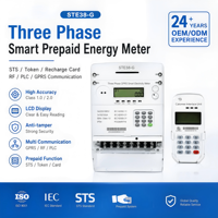 Compteur d'énergie prépayé triphasé intelligent LoRaWAN avec écran LCD multifonction classe 1 100A 220V