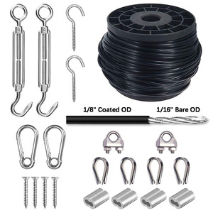 Kit de cable de luces para exteriores de acero inoxidable con ganchos y conectores para iluminación de camping - Product Image 2