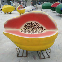 Y124 Banc Moderne de Luxe en Fibre de Verre en Forme de Fruit (Pastèque, Papaye) pour Extérieur, Jardin, Parc, Aménagement Paysager, Maternelle, École, Hôtel