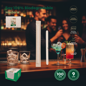 PALETTE DE BOIS BIODÉGRADABLE 9 X 0,9 CM 100 UNITÉS POUR STIRRER DE COCKTAIL - Product Image 3