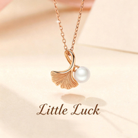 Collar de Plata de Ley S925 con Colgante de Hoja de Ginkgo y Perla Incrustada, Diseño Exclusivo de Alta Gama para Mujer, para Uso Diario