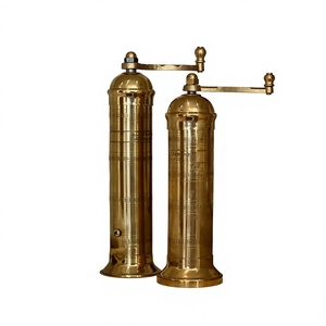 Juego de 2 molinillos de pimienta ecológicos europeos para uso doméstico en la cocina, herramientas para moler hierbas y especias con mecanismo manual. - Product Image 1