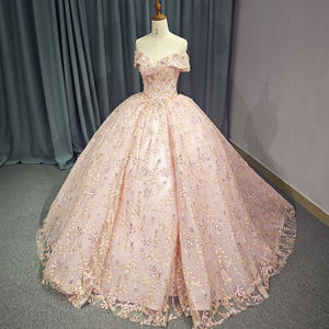 For 9958 Boho Pink <b>Pearls</b> off the Shoulder Ball Gown Quinceanera <b>Dresses</b> <b>with</b> Beading & Crystal for 15 Girls - Product Image 1